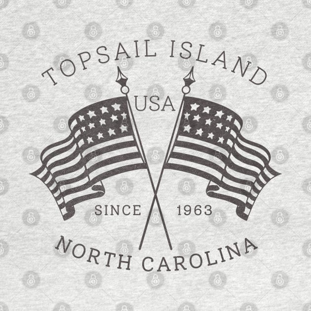 Topsail Island, NC Summertime Vacationing Patriotic Flags by Contentarama